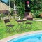3 Pieces Patio Bistro Set with Folding Wicker Chairs and Table